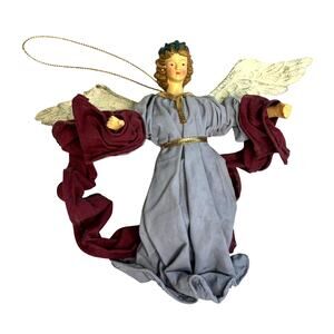 Vintage Interpur Angel Ornament Stiff Cloth Christmas Decor 5.25 Inch